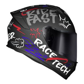 CAPACETE RACE TECH HIT FASTER PRETO FOSCO 56/S